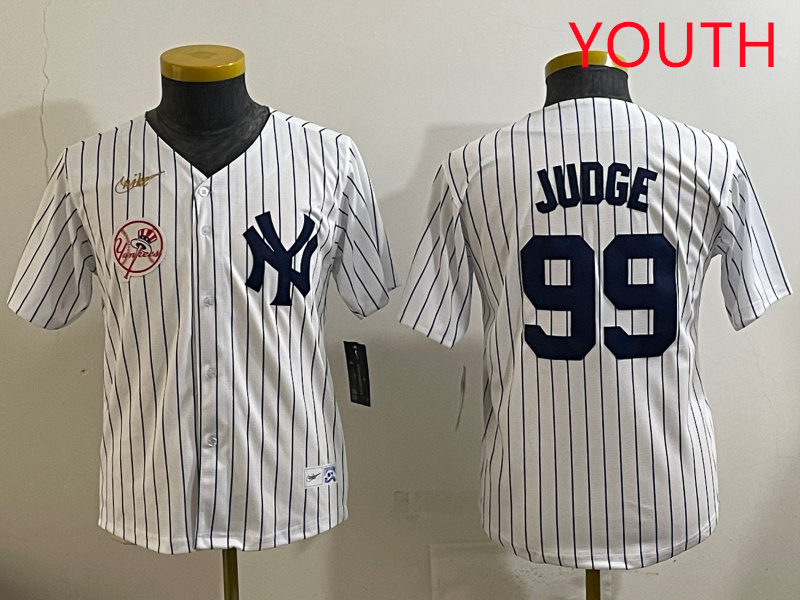 Youth New York Yankees #99 Judge White 2025 Nike MLB jersey style 65->youth mlb jersey->Youth Jersey
